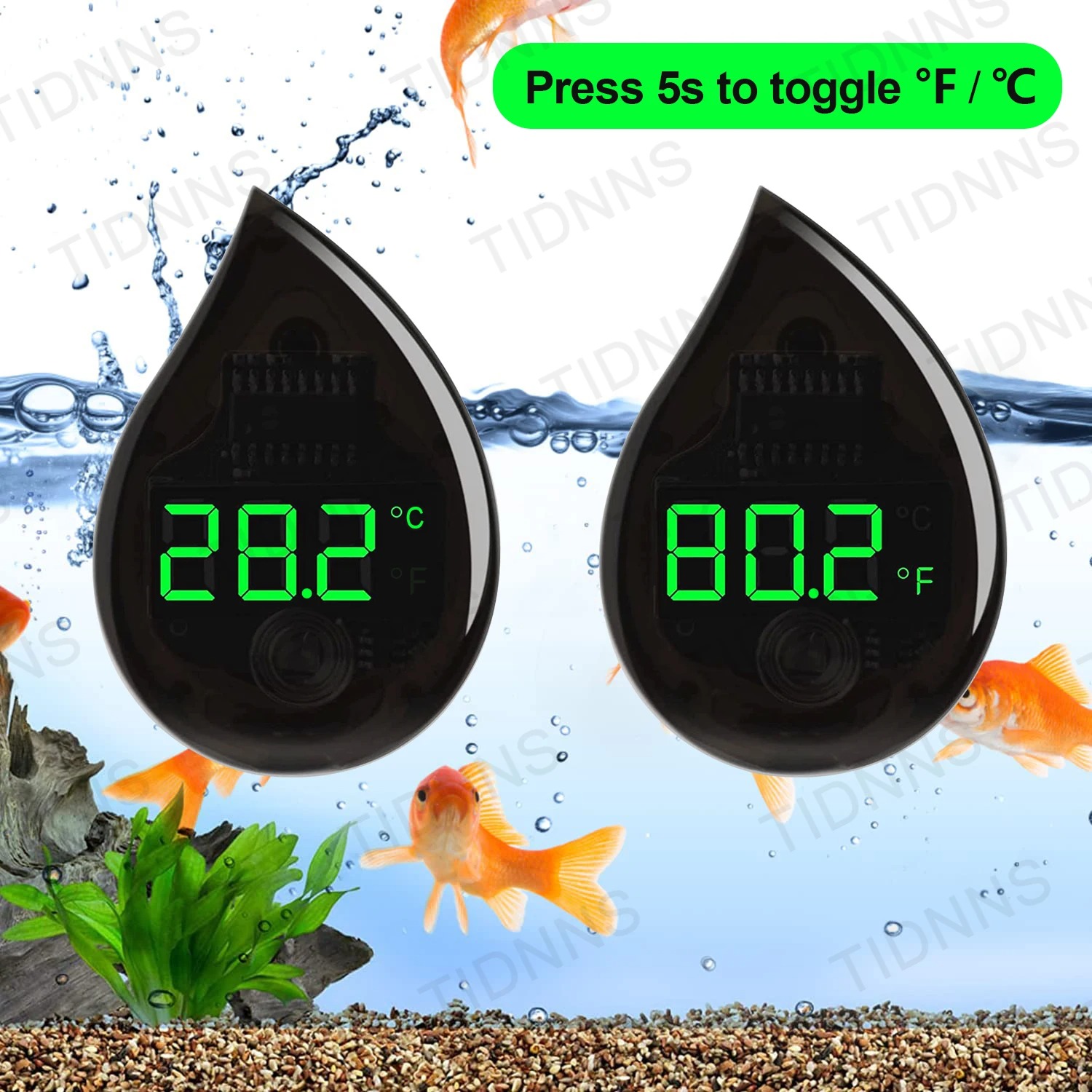 Marine Aquarium Glue - 水族館用粘着式温度計 LCDデジタル水槽ミニ温度計 フリースイッチング ℃ / ℉