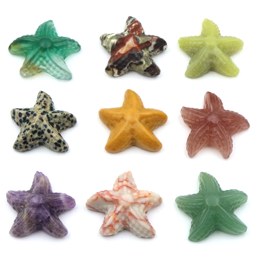 Aquarium Marine - 35 ミリメートルヒトデの形の像海洋動物天然石ヒーリングクリスタル彫刻工芸品魚水族館家の装飾新年ギフト