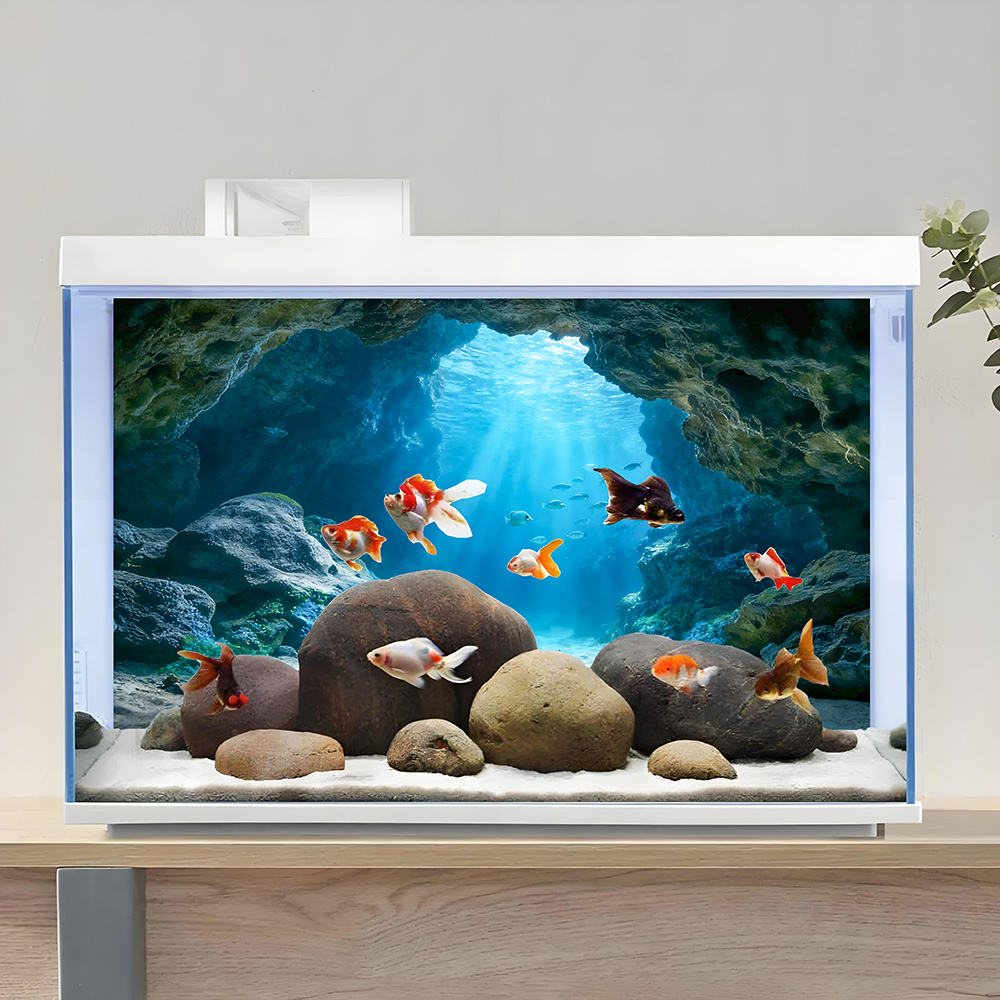 深海の青い穴、水槽背景画、水槽絵画ステッカー、前面粘着式、風 - Marine Aquarium Glue のレビューと価格