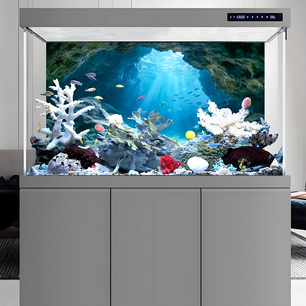 深海の青い穴、水槽背景画、水槽絵画ステッカー、前面粘着式、風 - Marine Aquarium Glue のレビューと価格
