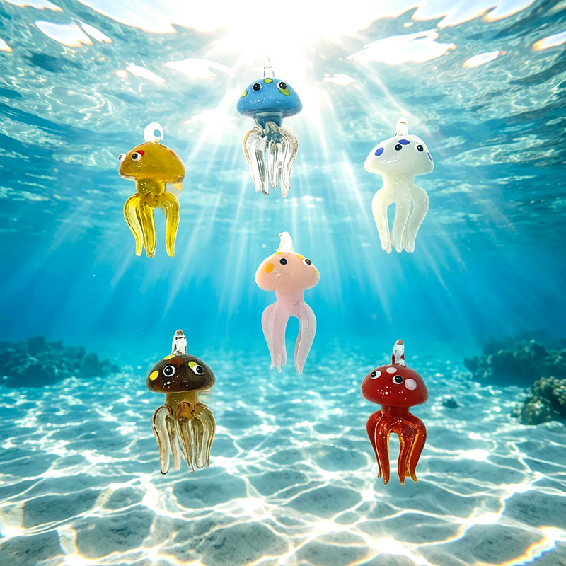 カラフルミニクラゲガラスチャーム可愛い海洋生物ペンダントDI - Marine Life Aquariums のレビューと価格