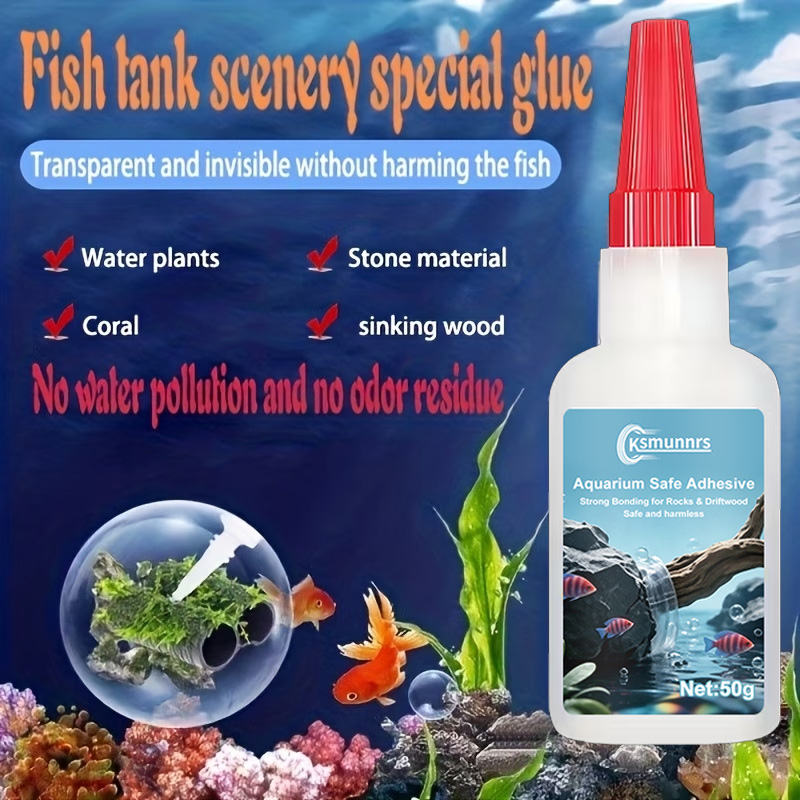 水槽用接着剤、速乾性モスと水草用接着剤、石、流木、水生植物、 - Marine Aquarium Glue のレビューと価格