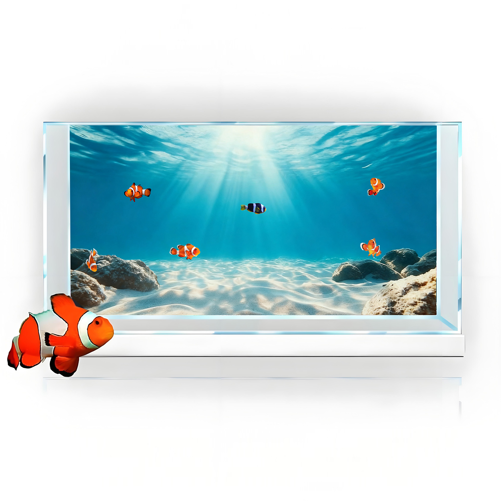 青い海の透明な砂、水槽背景画、水槽ステッカー、粘着式前面、水 - Marine Aquarium Glue のレビューと価格