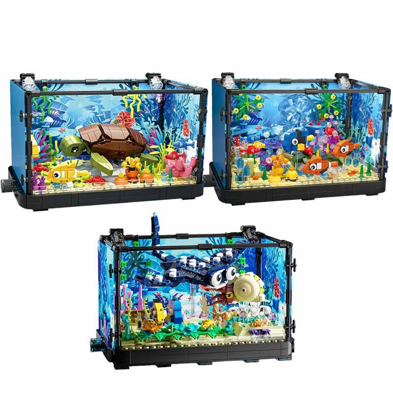 ライト付き水槽ビルディングブロックセット、水槽、海洋カメ、1 - Aquarium Marine のレビューと価格