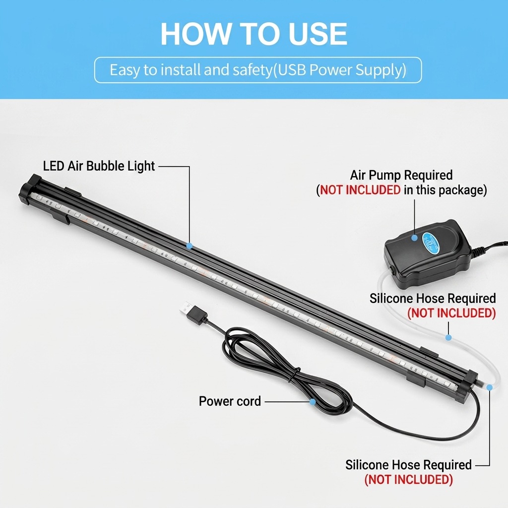 USB LED水槽エアバブルライト自動RGB変色魚タンクエア - Marine Aquarium Nano のレビューと価格